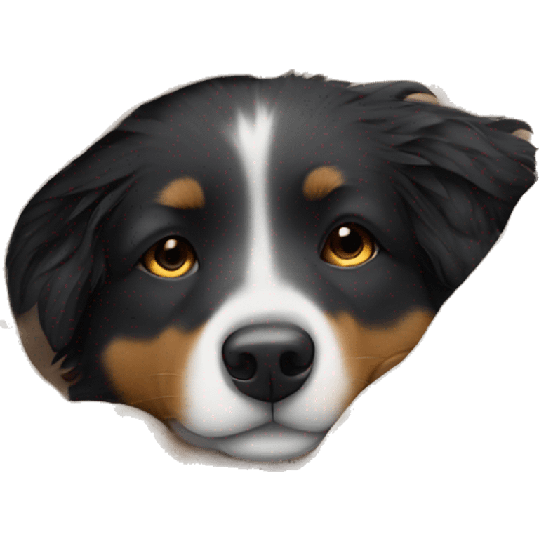 Small black australian shepherd dog sleeping with blanket  emoji