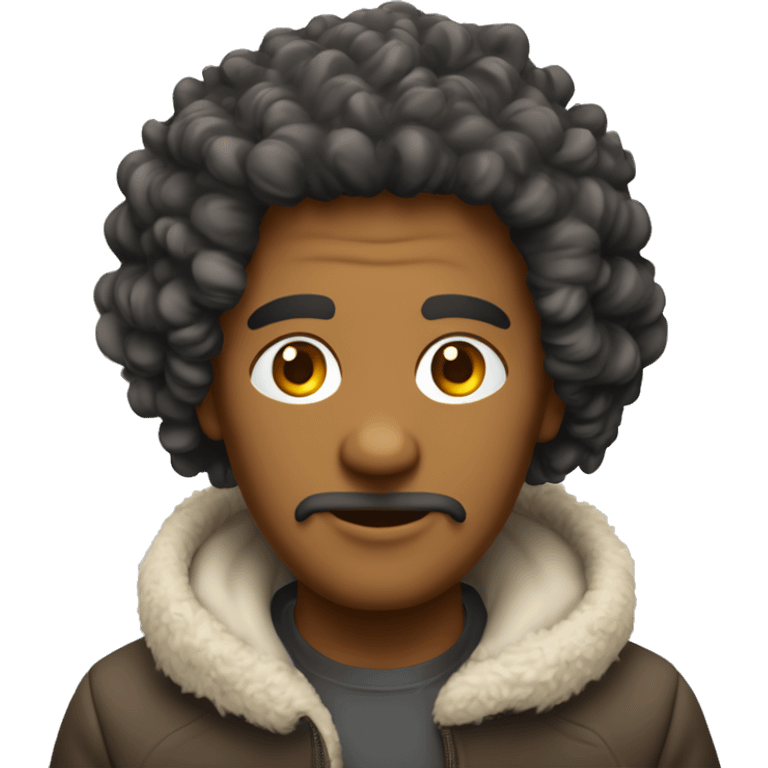 homme métisse aux cheveux bouclés avec une capuche emoji