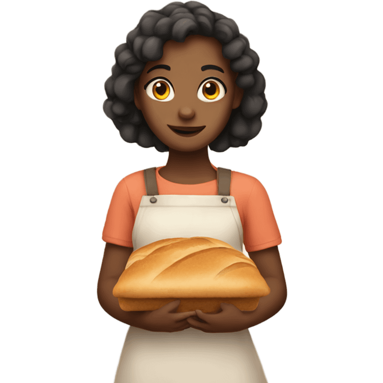 girl holding bread in hands emoji