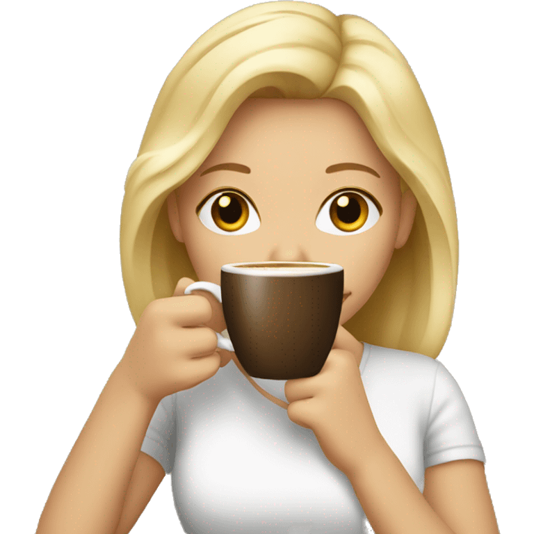 Blonde girl drinking coffee emoji