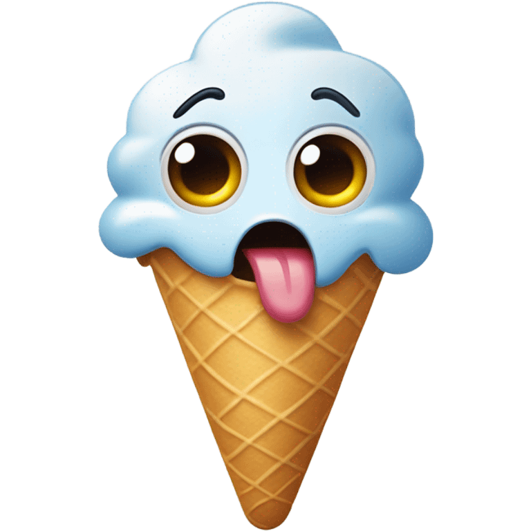 Shocked face with ice cream emoji