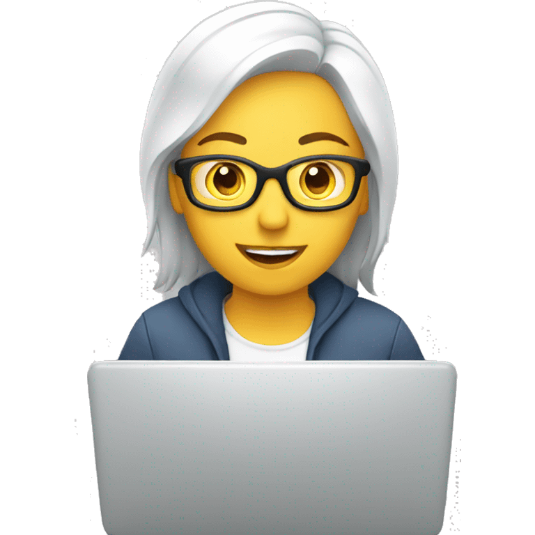 white Video editor working on laptop emoji