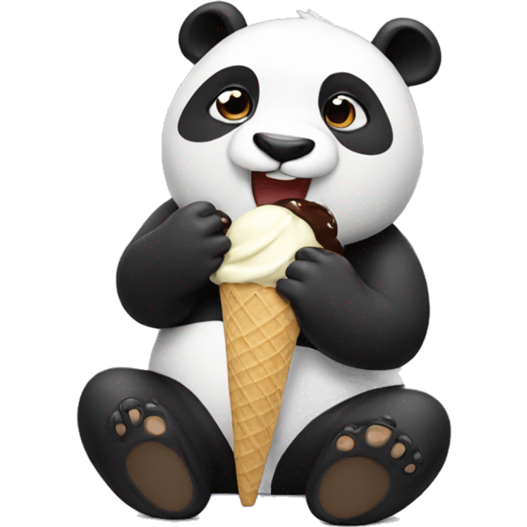 Panda eating ice cream emoji