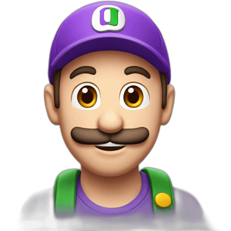 Luigi en violet avec la lettre W sur sa casquette emoji