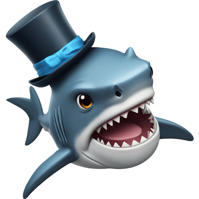 Shark with a top hat emoji