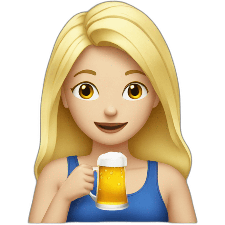 blonde girl drinking beer emoji