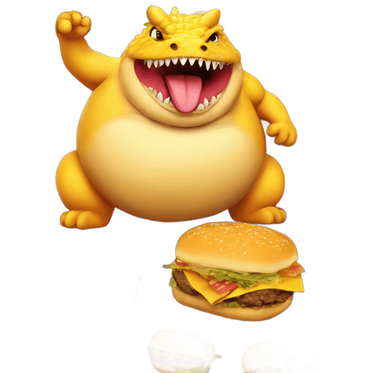 Fat dragon with a cheeseburger emoji