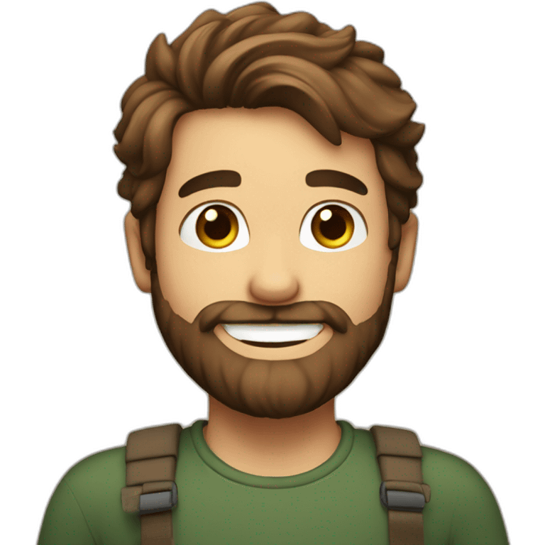 bearded boy smiling at camera, brown hair emoji