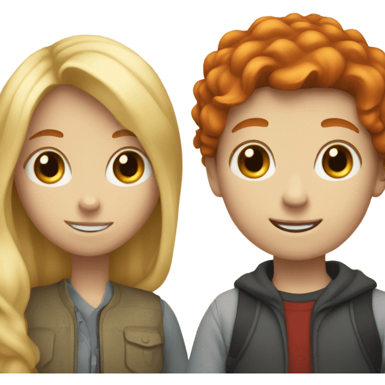 blonde girl and red head boy together  emoji