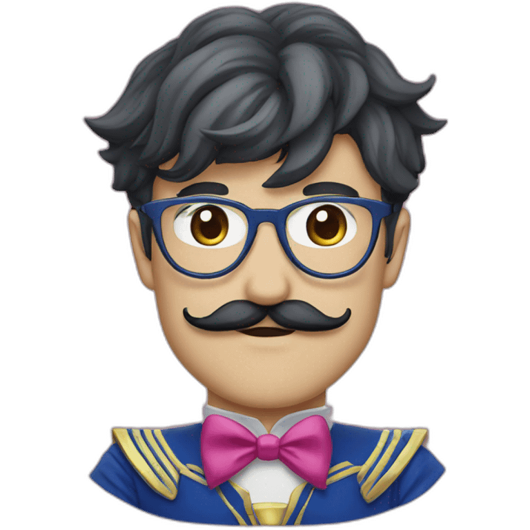 glasses and mustache man wearing Sailor Moon costume’s emoji