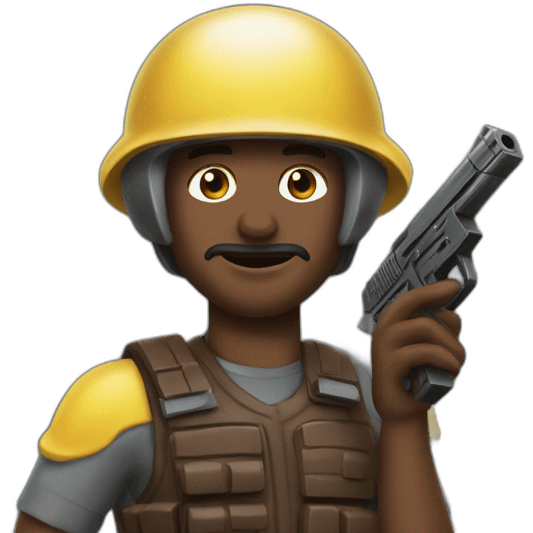 Chocorrol brown with gun and helmet  emoji