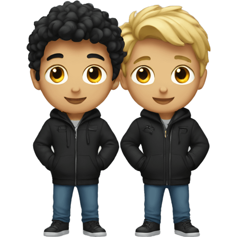 two boys in black jackets emoji