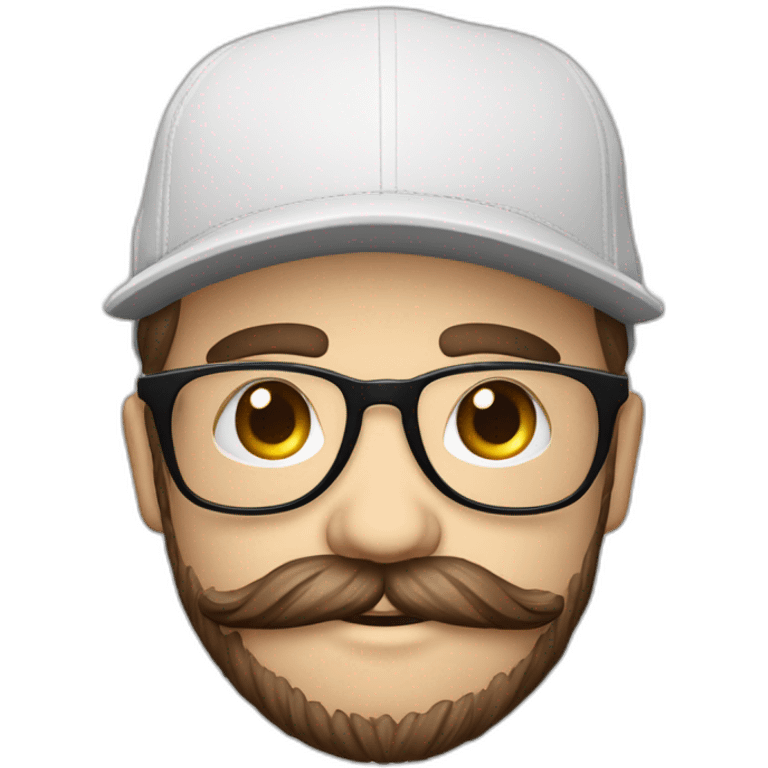 Joven piel blanca gorra levemente gordo con poca barba audífonos lentes hipster emoji