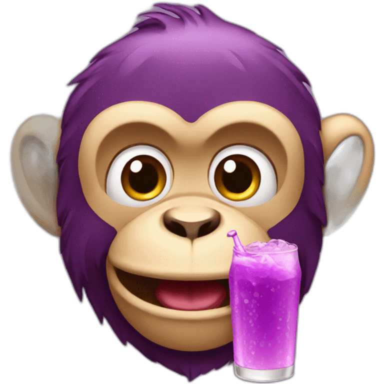 Monkey with grape soda emoji