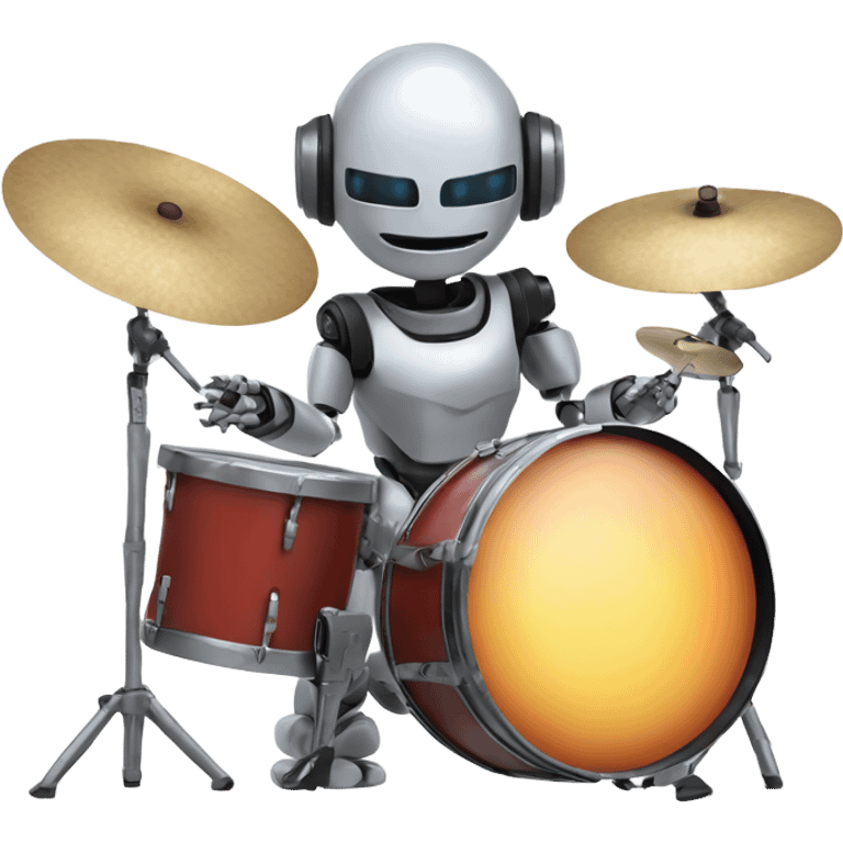 cute robot plays the drum set emoji