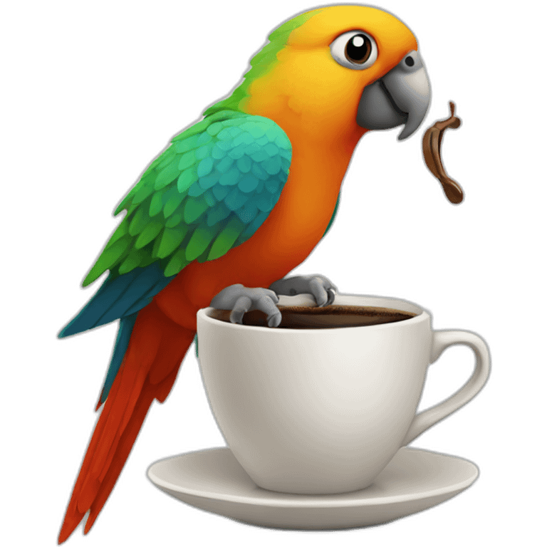 parrot with coffee emoji