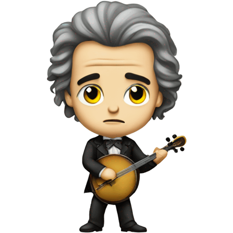 Chibi Beethoven standing stern face banjo emoji