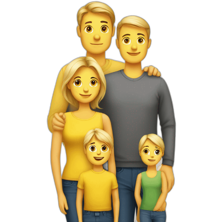 yellow danish family with mom, dad, kid emoji