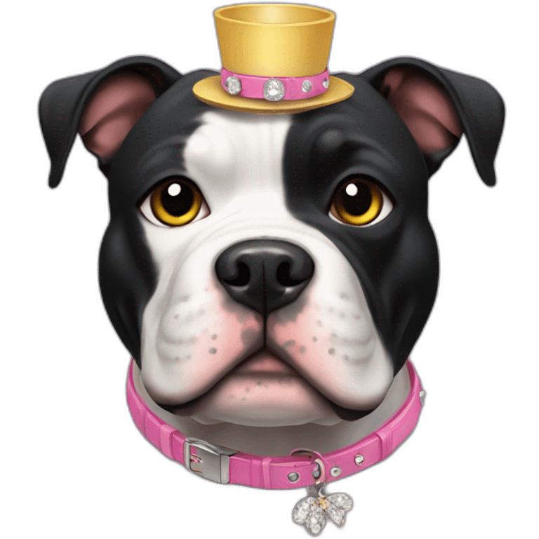 black american bully dog with cute accessory emoji