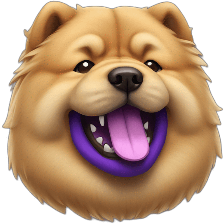 Chow chow dog with purple tongue emoji