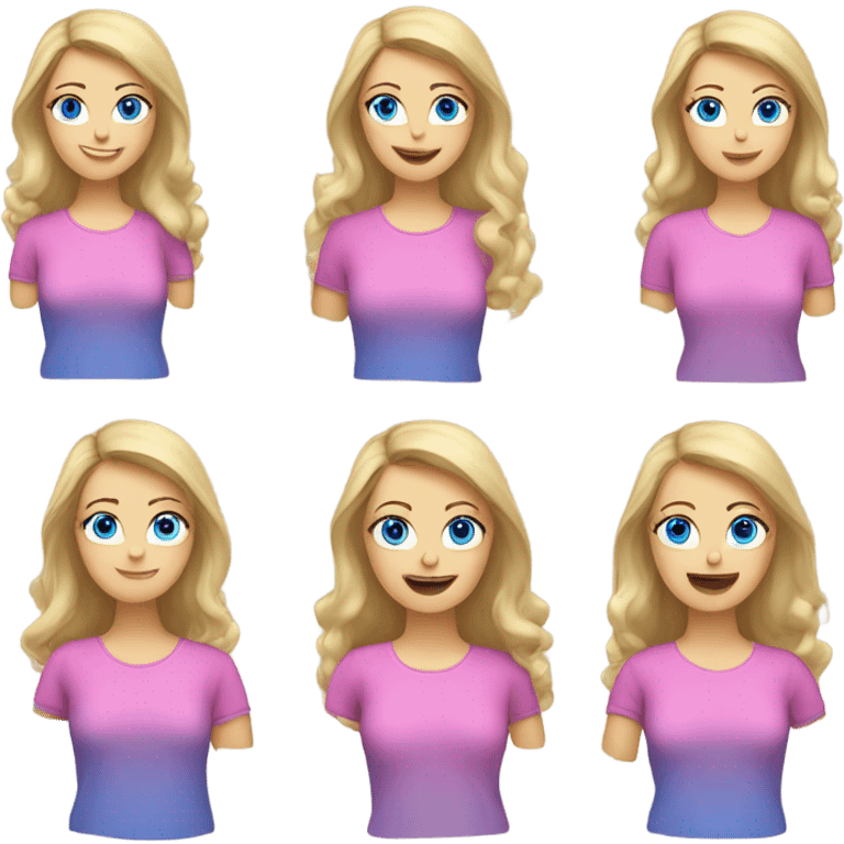 blue eyed woman. blonde hair. pink shirt. brushing hair. hair falling out emoji