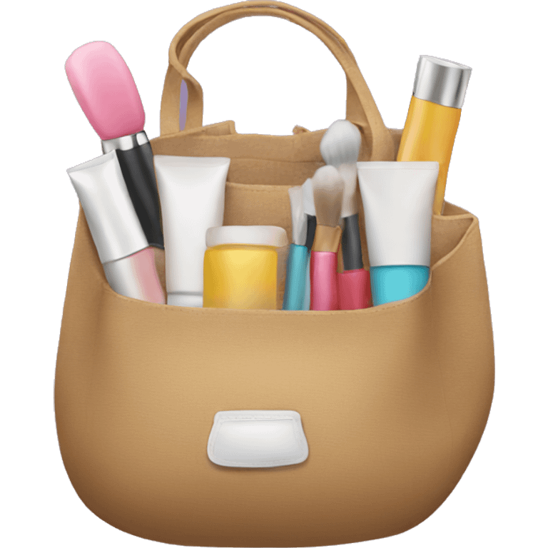 bag with cosmetics sticking out emoji