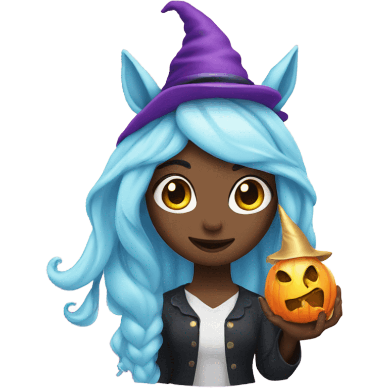 Unicorn with a witch emoji