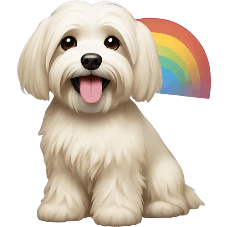 Cream colored havanese with RAINBOW TAIL (NOT RAINBOW EARS) emoji