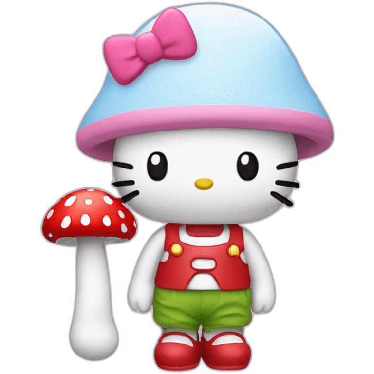 Hello kitty with a mushroom emoji