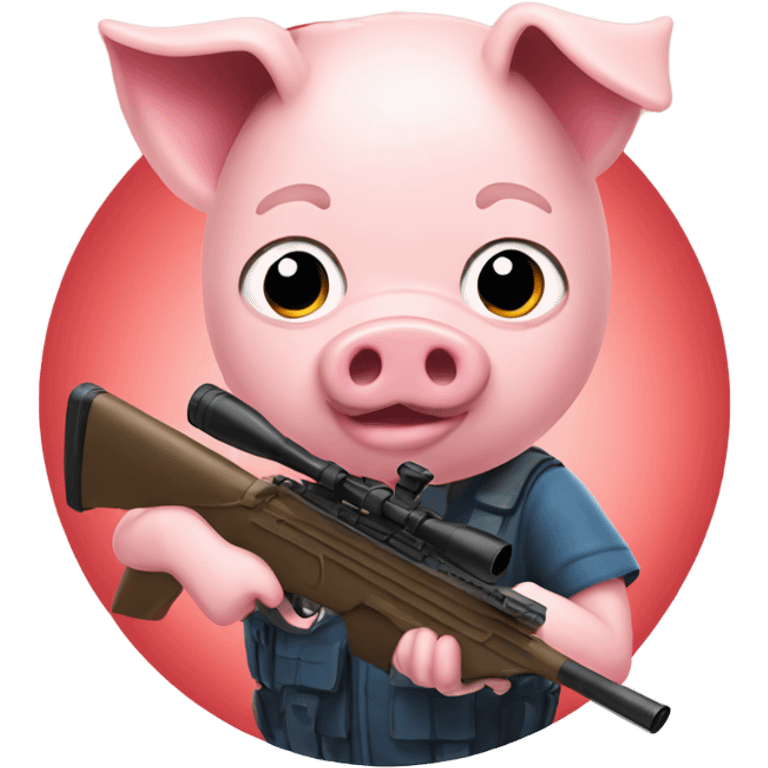 The pig sniper is shooting and the trigger has a heart fire. emoji