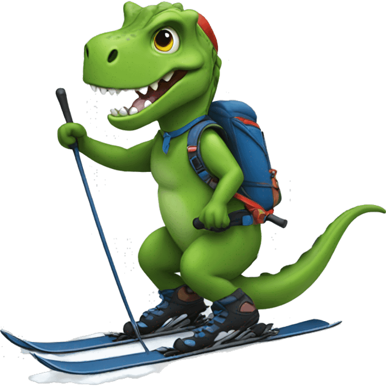 dino skiing emoji