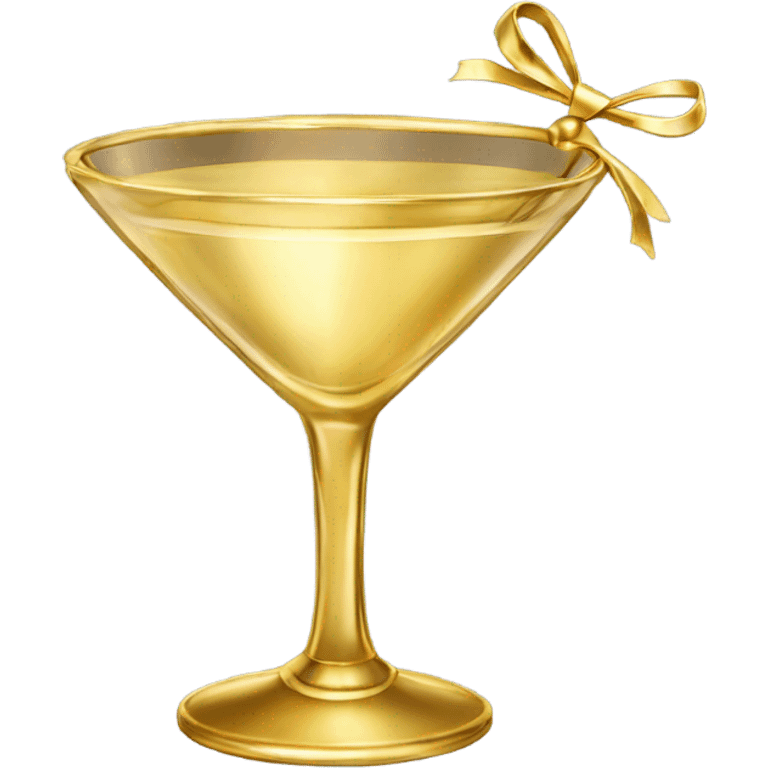 gold rimmed martini glass with tiny gold bows emoji