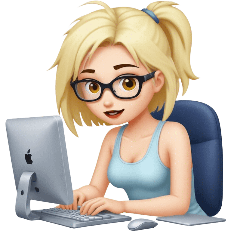 crazy girl working on a computer  emoji