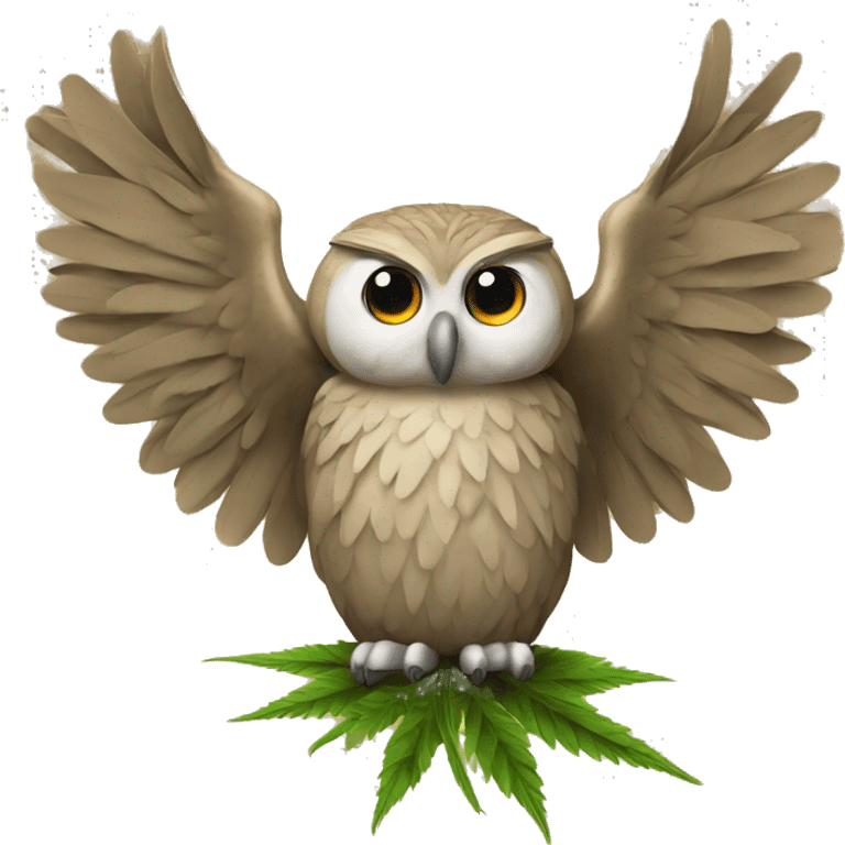 owl holds hemp in its wings  emoji