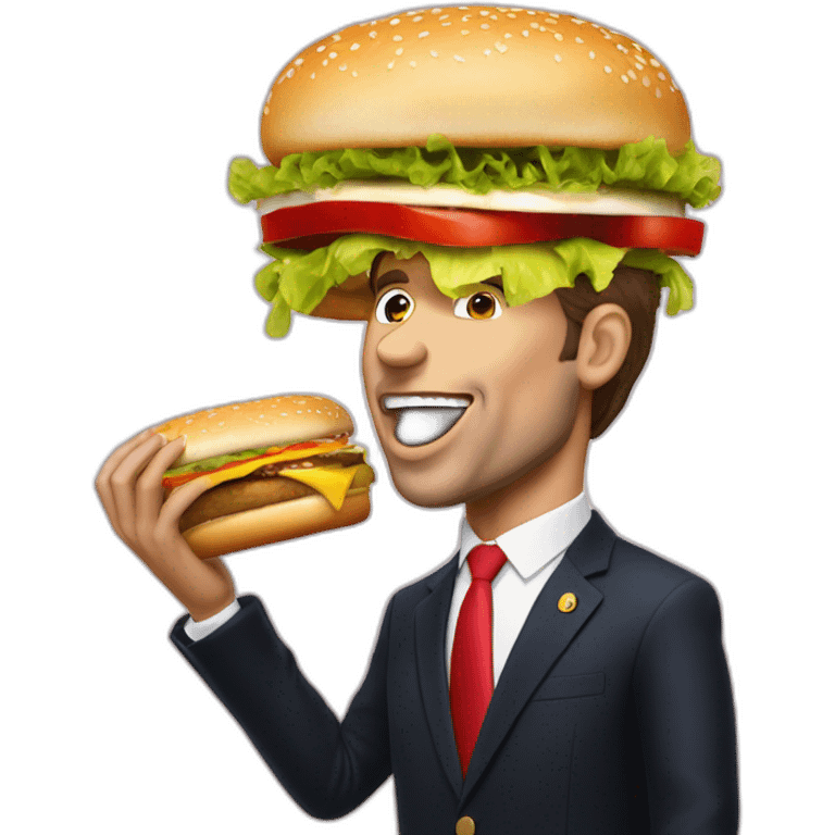 Manuel Macron qui mange un hamburger emoji