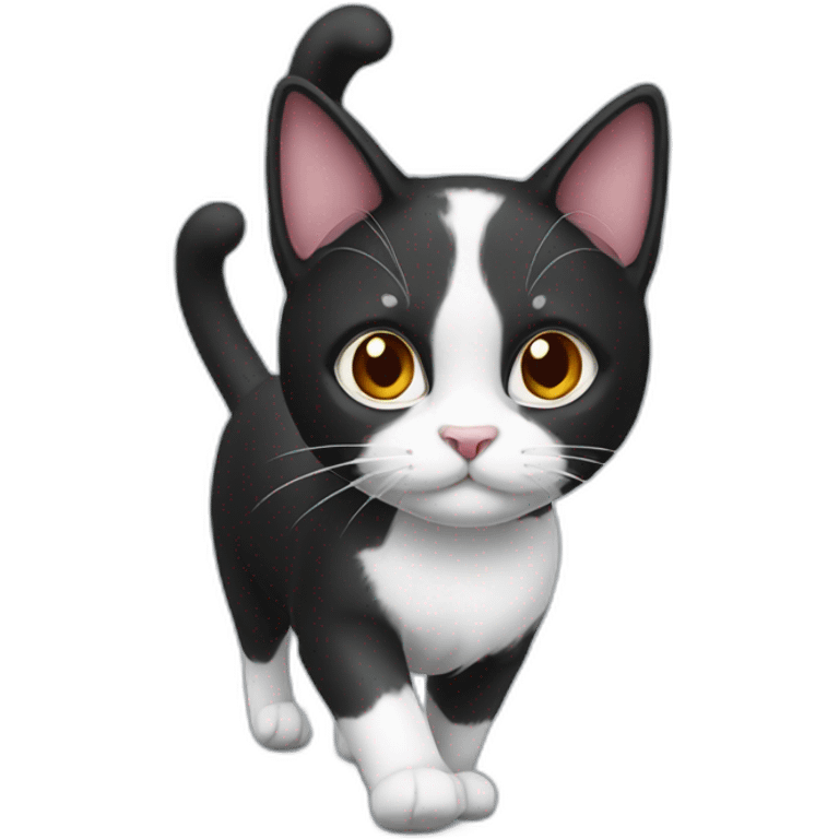 Black and white cat walking emoji