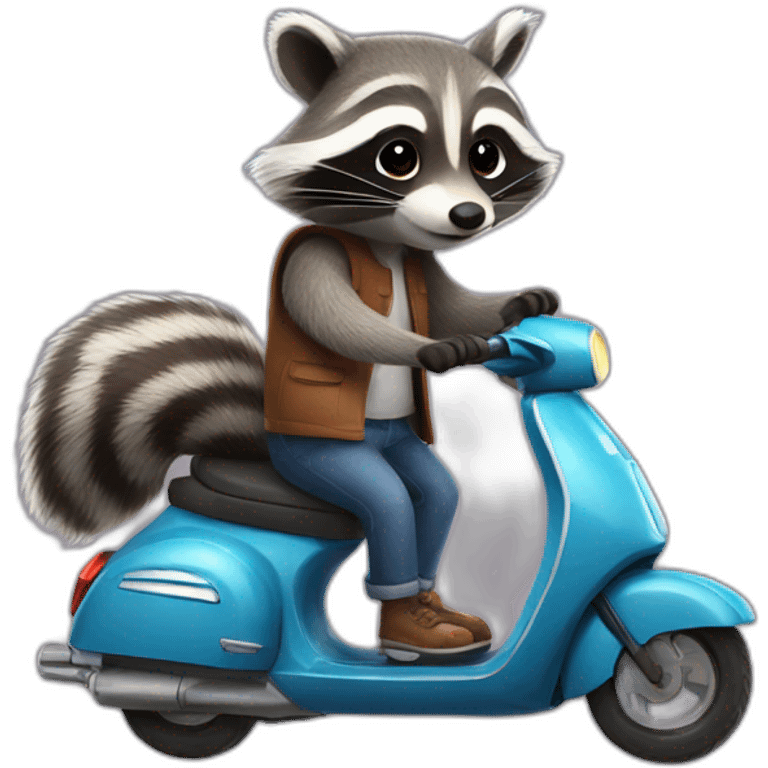 raccoon giving a ride to bunny both on a scooter emoji