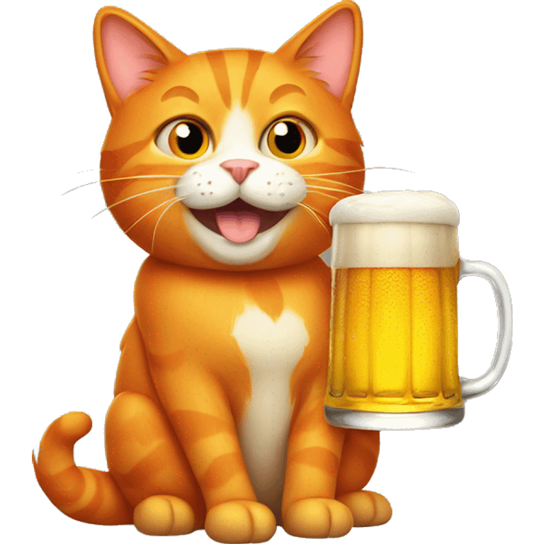 Orange cat with beer emoji