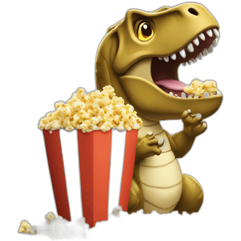 trex eating popcorn in anticipation emoji