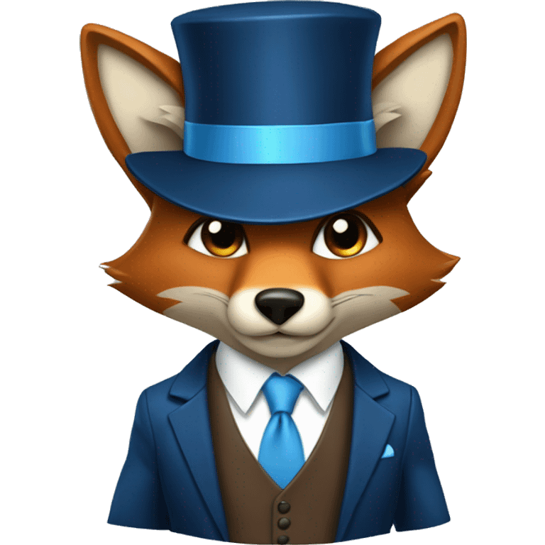 Brown fox dressed as a millionaire using dark blue tuxedo and light blue ties  emoji