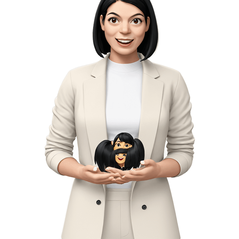 smiling girl with black hair emoji