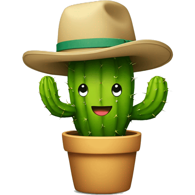 A cactus with a smiling face and a student hat  emoji