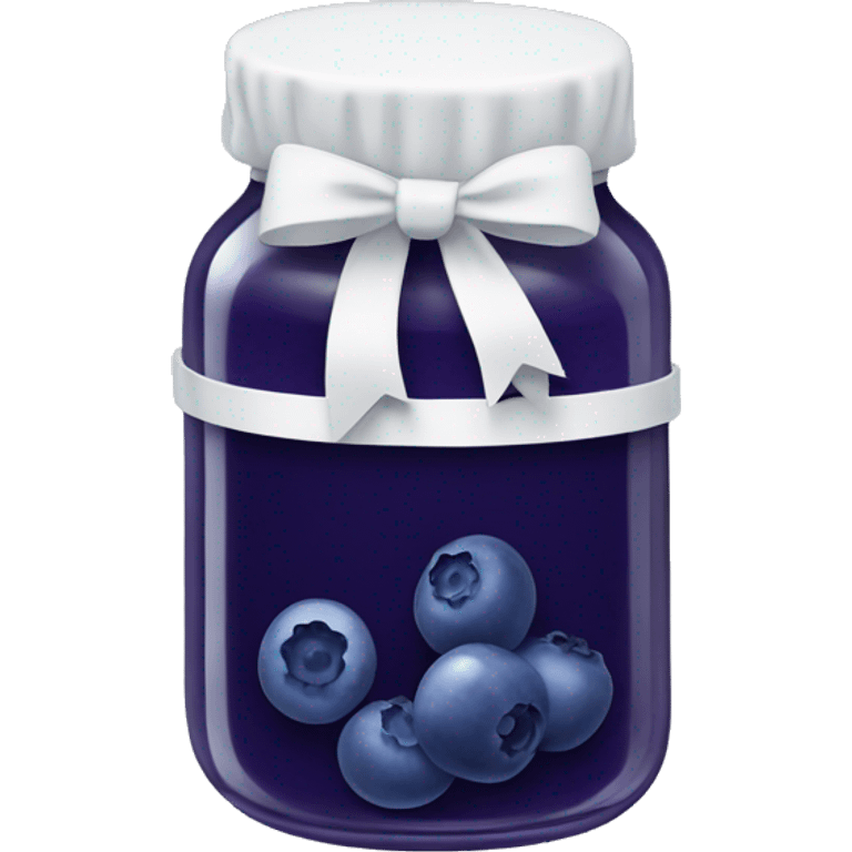 Jar of blueberry jelly with a white bow on it  emoji