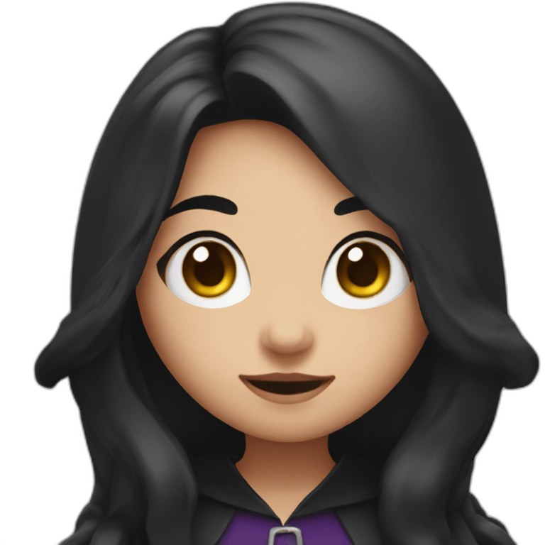 cute witch with long dark brow hair emoji