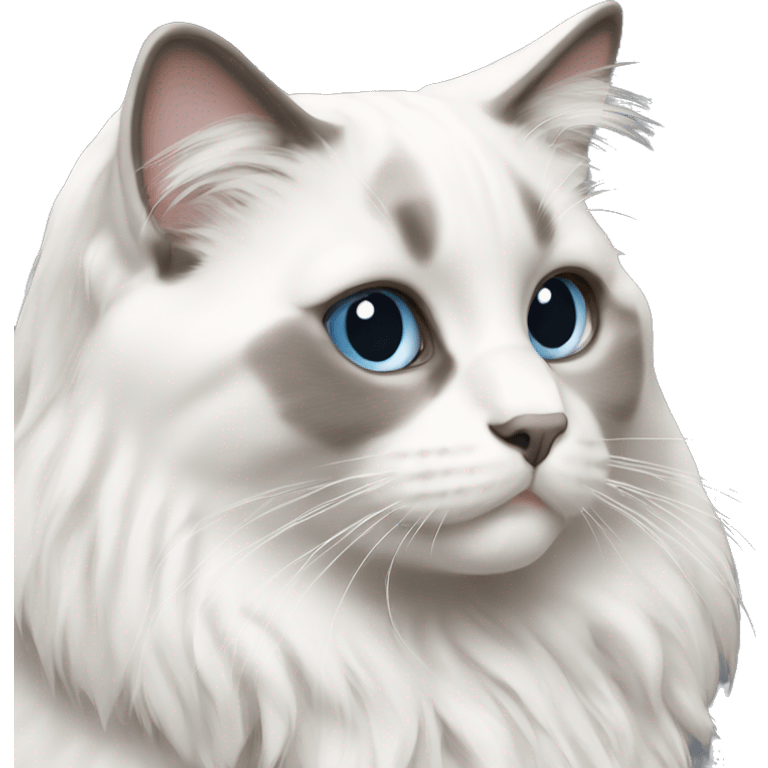 Ragdoll cat white with gray strips emoji