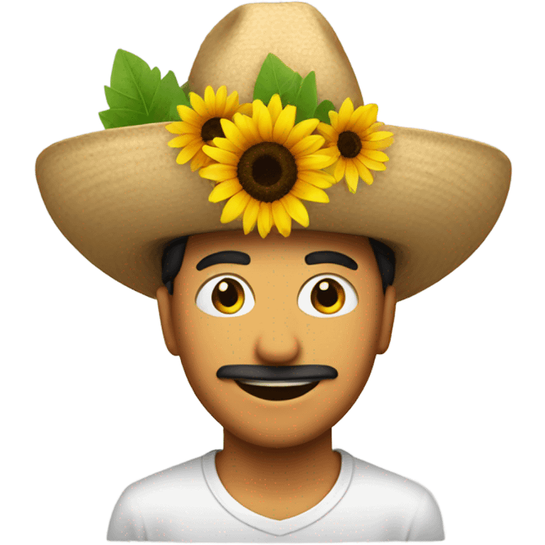 Mexican with a hat with 1 sunflower emoji