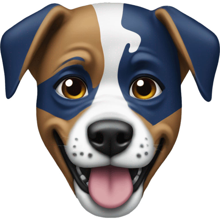 A dog that is a Tennessee Titans fan with a Raven in its mouth emoji