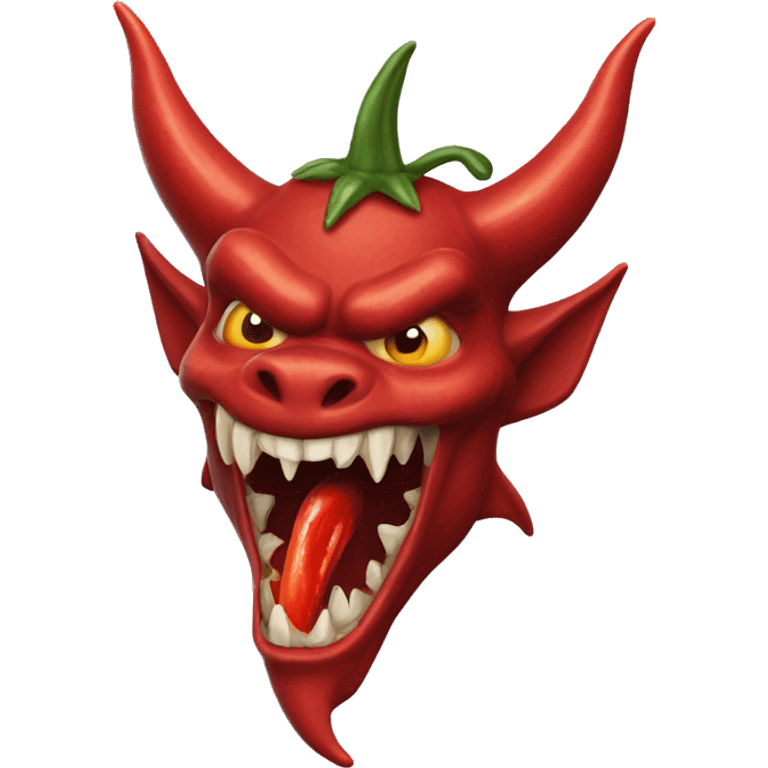 Headshot of New Jersey devil consuming hot pepper emoji