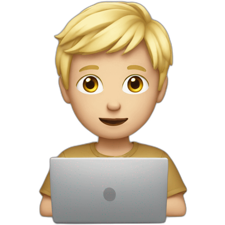 blond boy on a laptop emoji