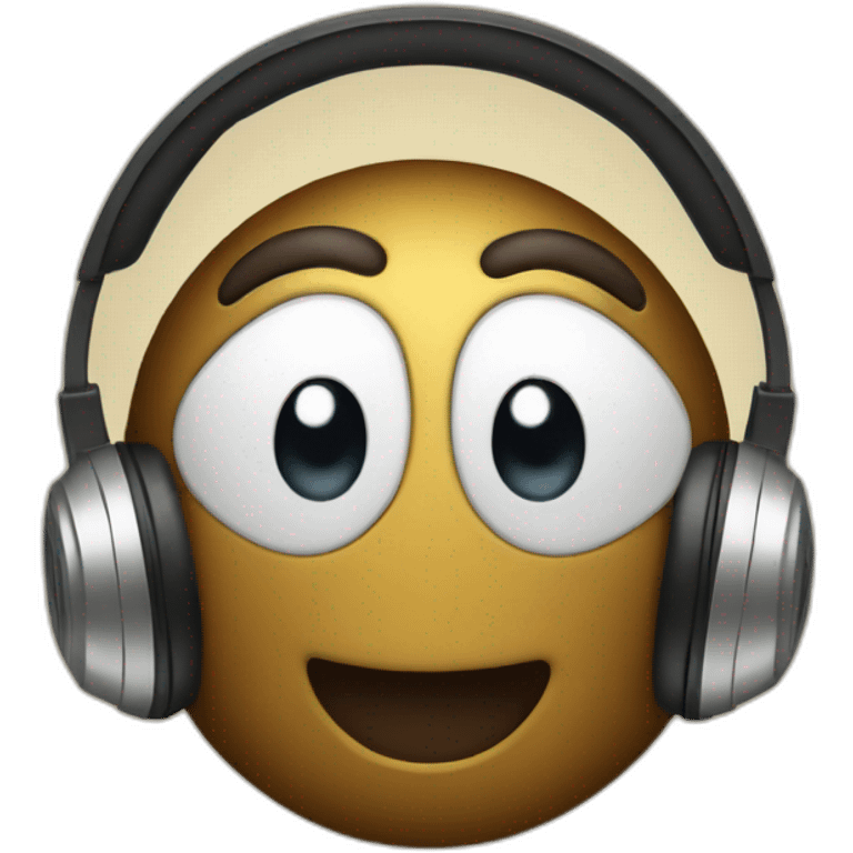 Happy emoji with headphones emoji